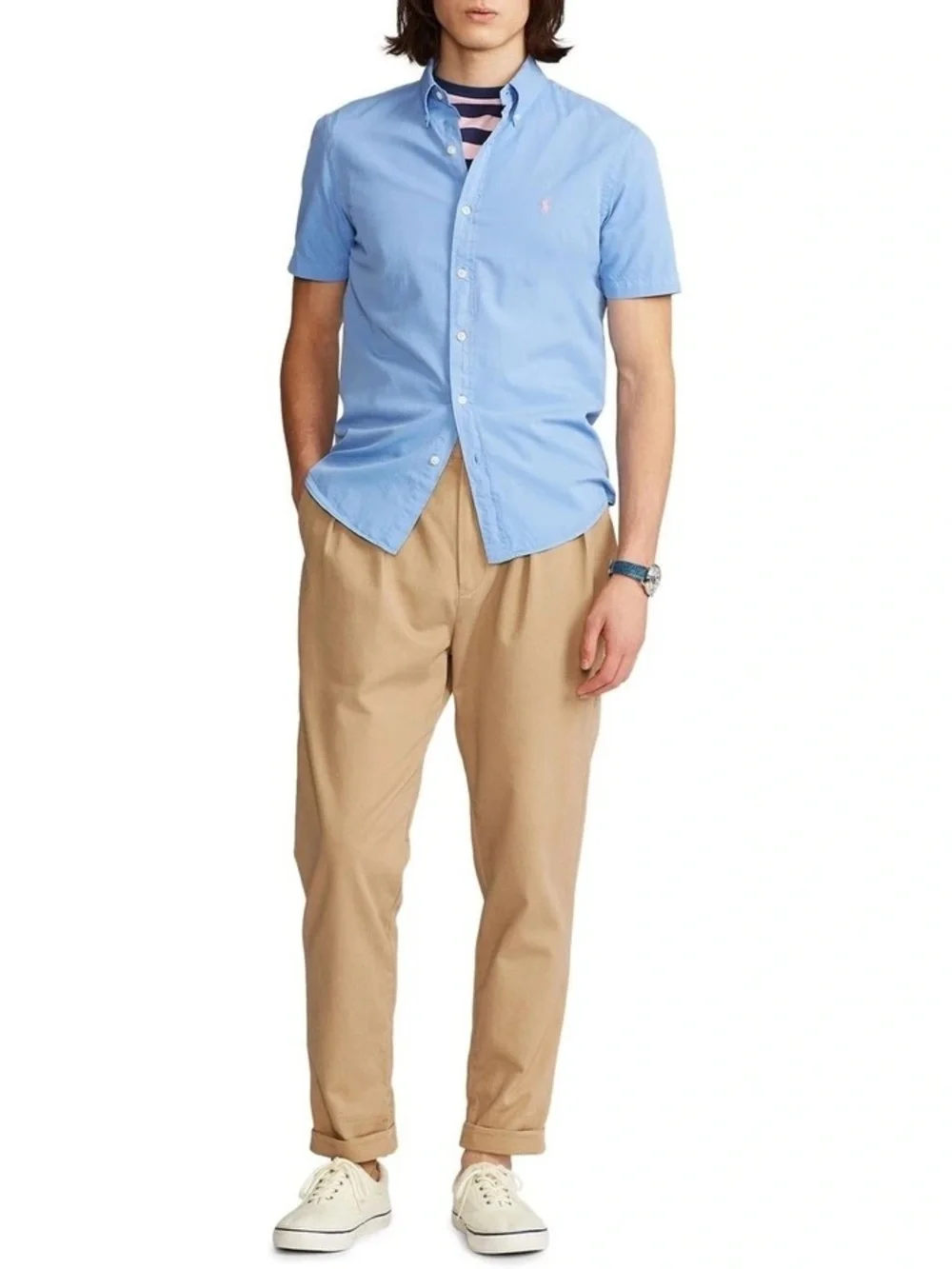 SOLD Ralph Lauren Classic Fit Featherweight Twill Short Sleeve Shirt Sz XL Blue - Picture 3 of 11